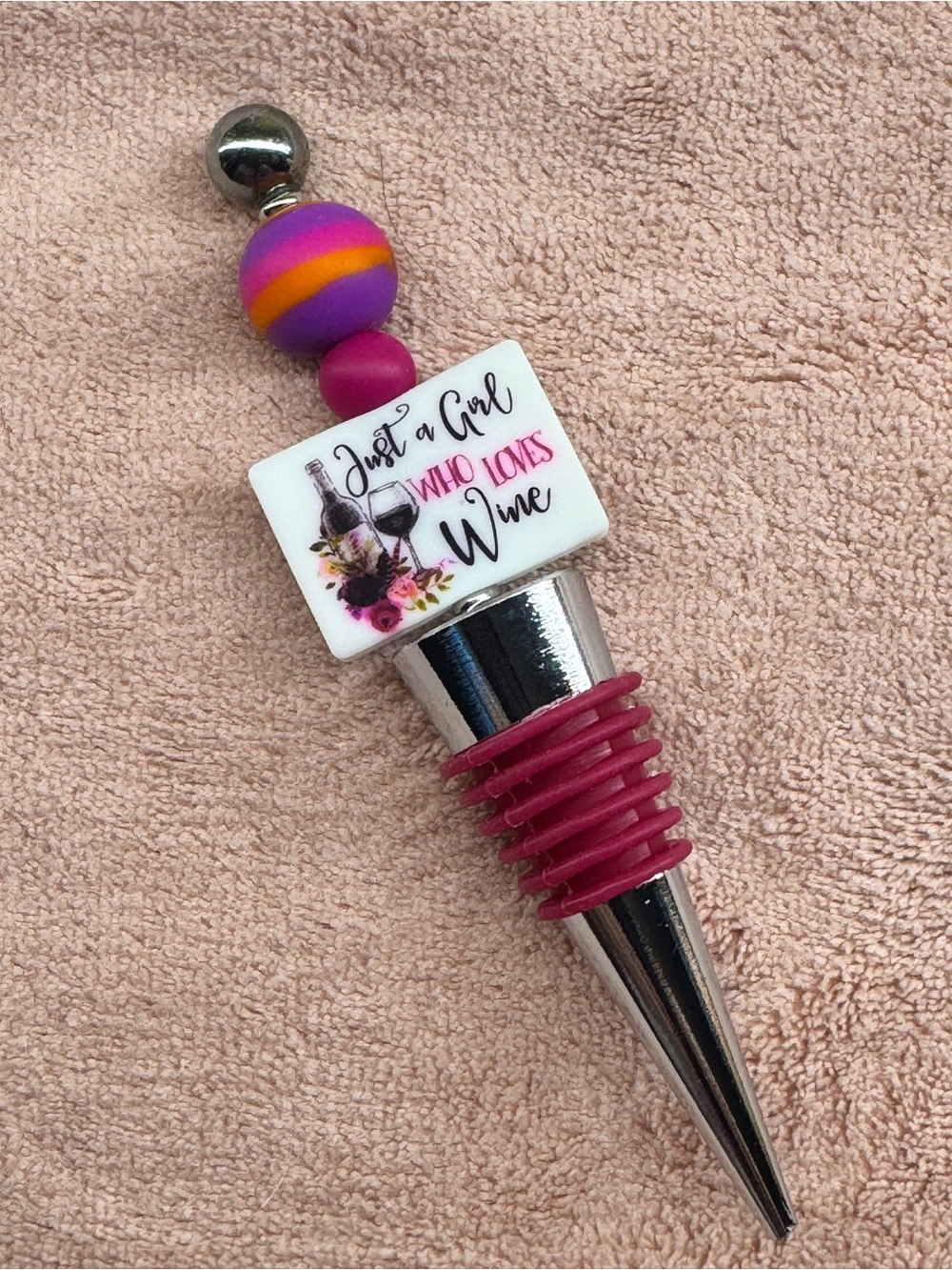 Just a Girl Who Loves Wine Pink & Purple Decorative Wine Stopper